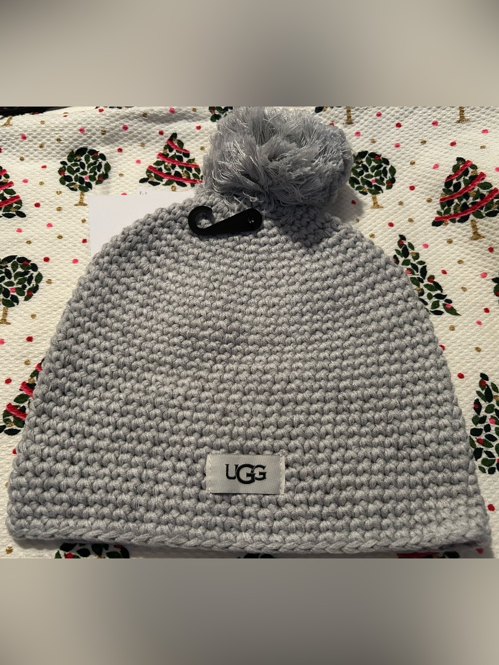 UGG Gray Heather Knit Pom Beanie Winter Hat New
